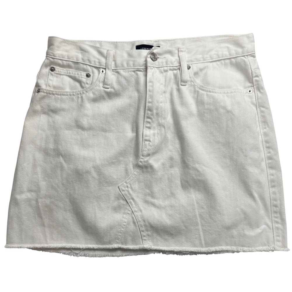 J.Crew Jeans White Denim Mini Skirt Raw Hem 100% Cotton Womens Size 30